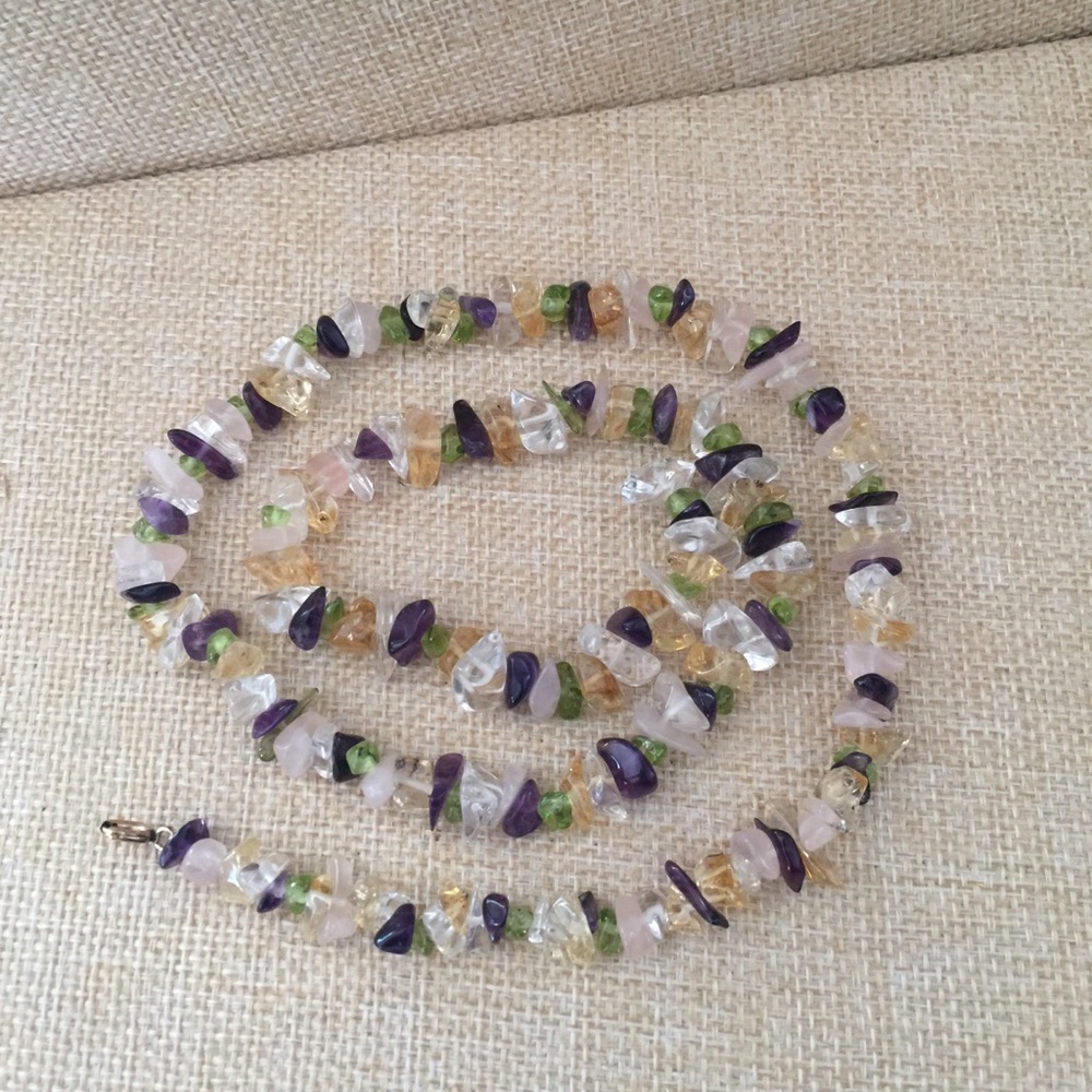 Vintage Clear, Green and Black Beaded Necklace